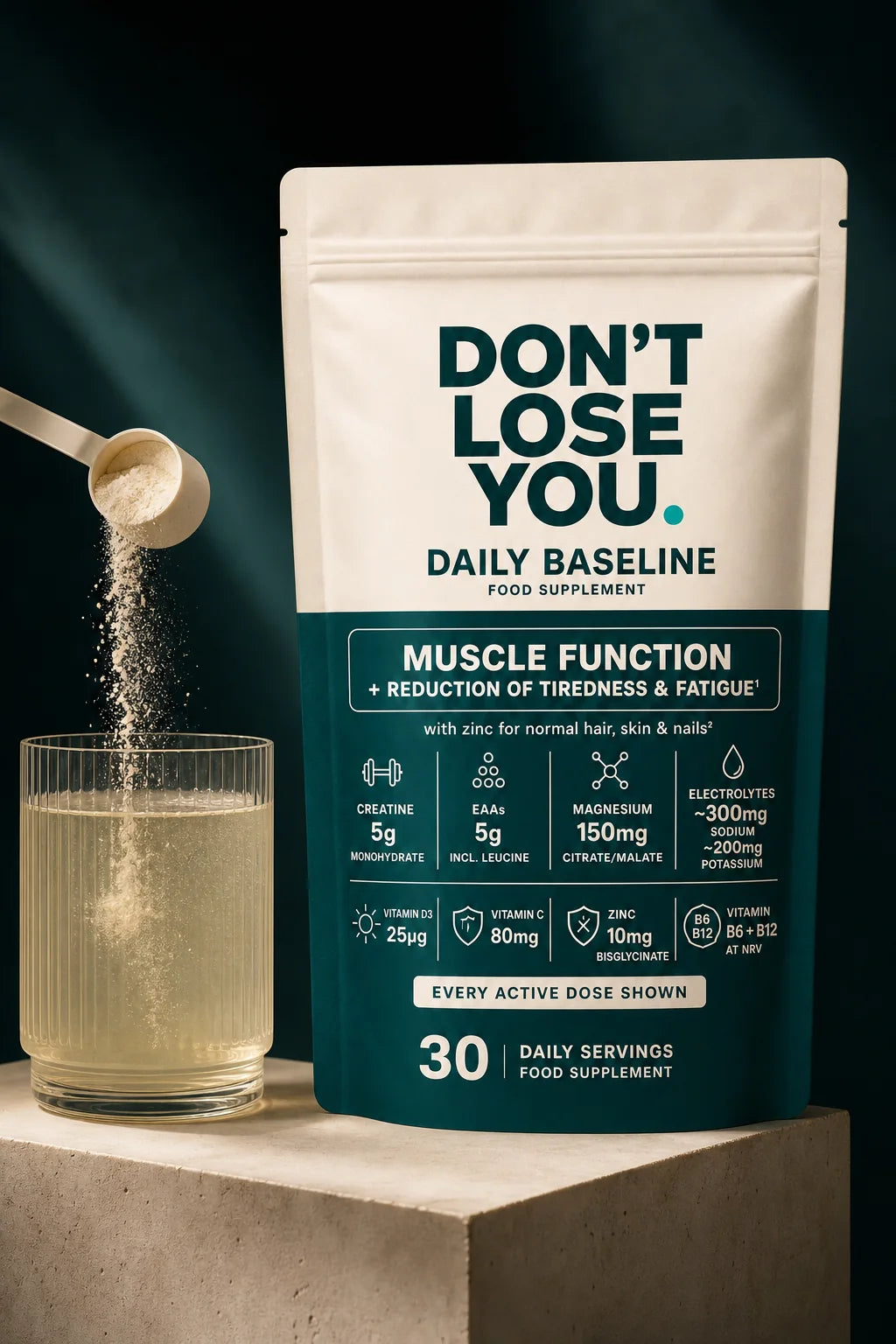 DON'T LOSE YOU pouch with its measured scoop