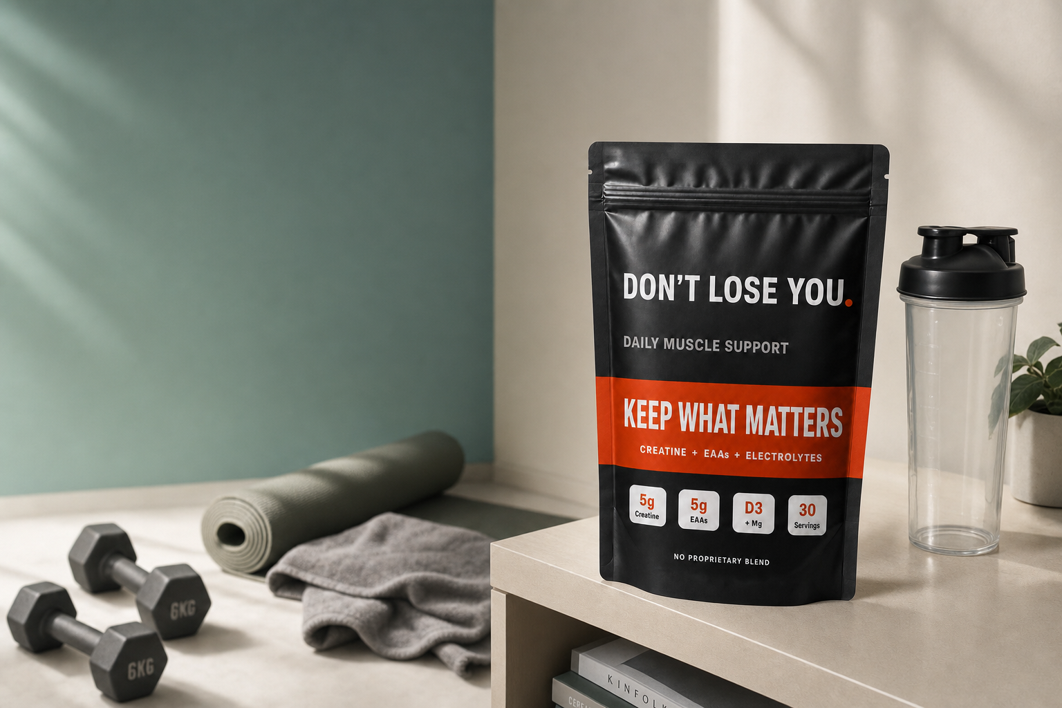 DON T LOSE YOU pouch with dumbbells and yoga mat