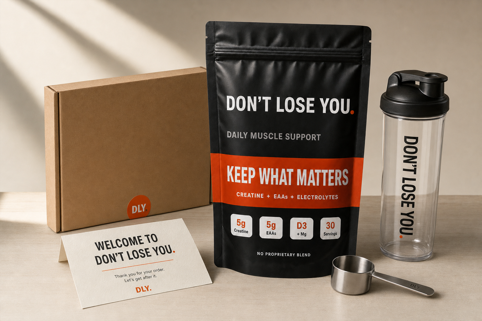DON T LOSE YOU founding batch delivery kit with kraft mailer and welcome card